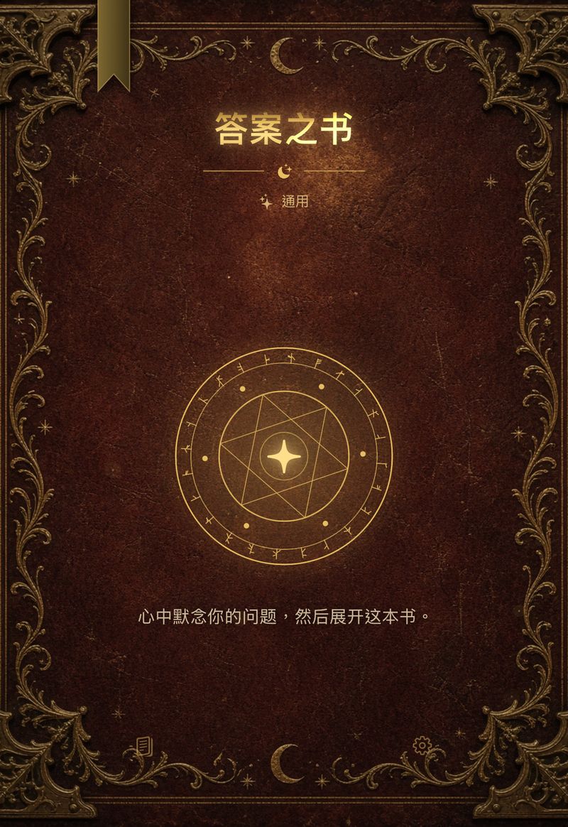 The folded outer screen shows a leather book cover with a glowing gold seal